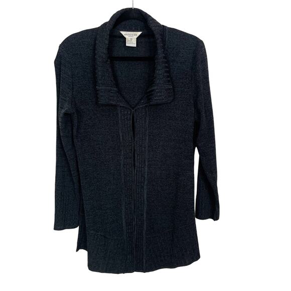 Exclusively Misook Cardigan Long Sleeve Sweater Heather Gray XSmall Petite XSP - Picture 1 of 9